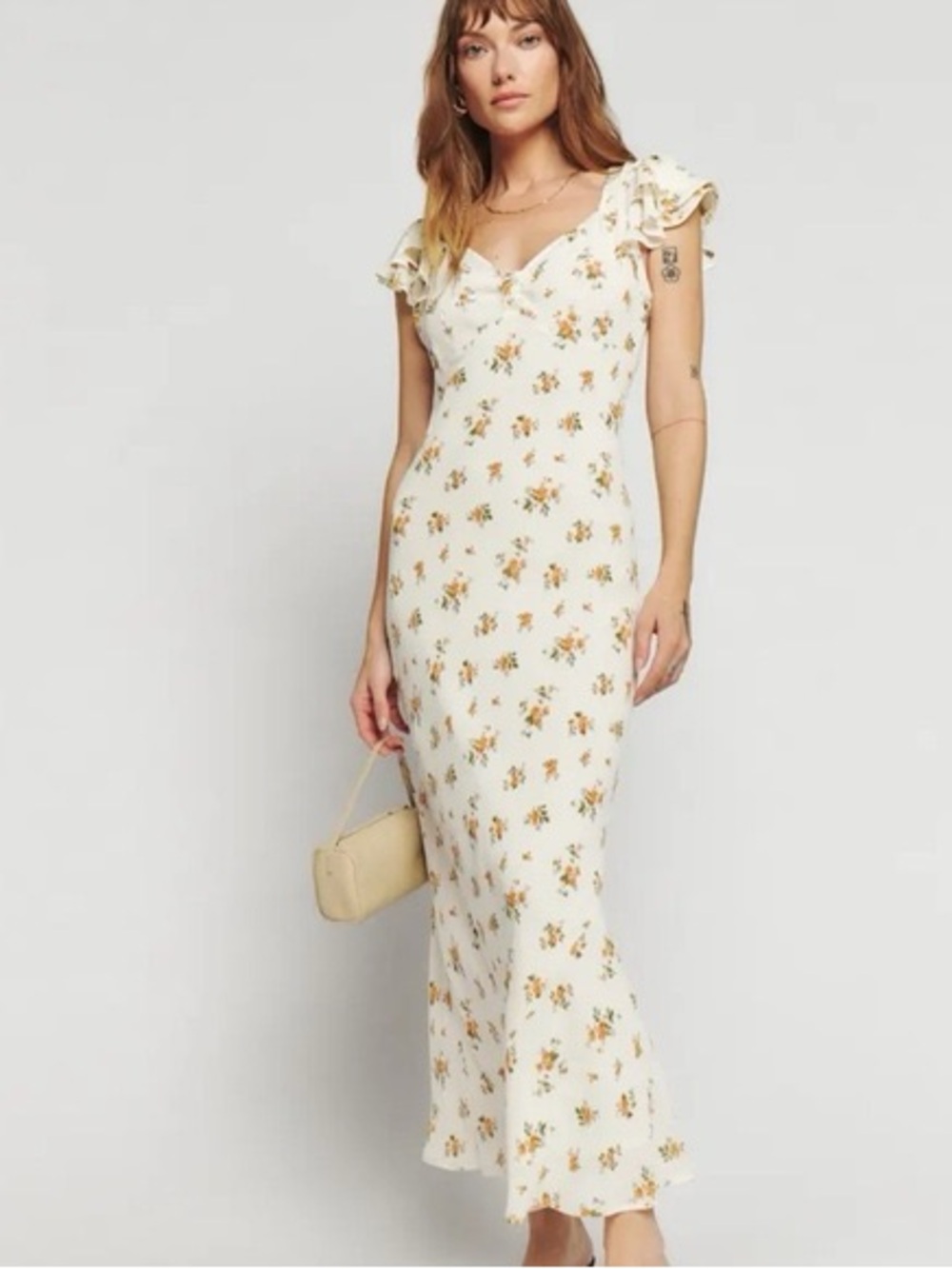 NWT Reformation Lisola Maxi Floral Dress in Sz S Nicola Cream - Picture 12 of 16